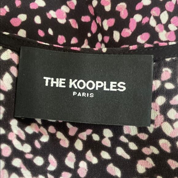 The Kooples Black Pink White Polka Dot Wrap Dress Puff Sleeves Belt Silver - 1 - Picture 8 of 11